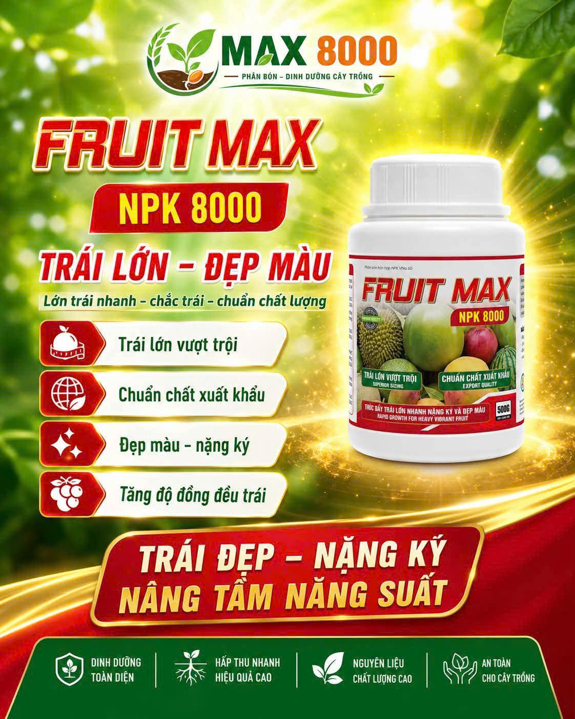 Phân bón Fruit Max NPK 8000 to trái Agri Amin